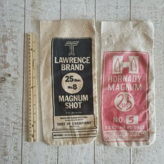 Vintage Vtg Hornady Magnum 25 Lbs No.  5 Hard Shot Lawrence Brand No 8 Empty Bags