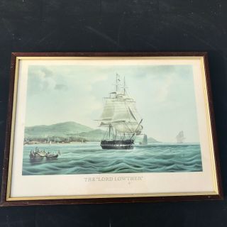 Vintage The Lord Lowther Boat Ship On The Sea Print Framed