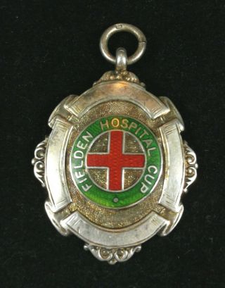 Rare Antique Hallmarked Silver Enamel Fielden Hospital Cup Fob Medal