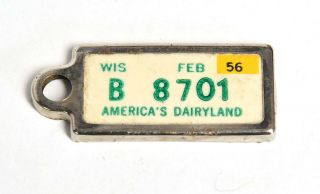 Mini Key Chain License Plate 1956 Wisconsin America 