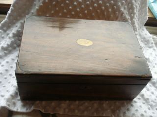 Victorian Brass Inlaid Mahogany Writing Slope Box For Refurb