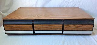 Vintage Woodgrain 3 Drawer Vhs Storage Cabinet Hold 36 Vcr Video Tapes Faux Wood