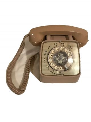 Vintage Rotary Telephone Beige Tan Gte (general Telephone) Automatic Electric