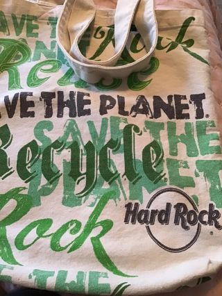 Vintage Hard Rock Cafe Canvas,  Save The Planet Tote Bag.  Reuse,  Recycle.