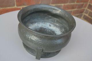 RESERVED FOR JANE ANTIQUE Arts & Crafts pewter rose bowl vase planter 2