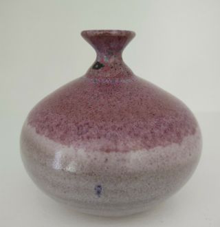 Vintage Signed Studio Art Pottery Stoneware Vase Vessel Weed Pot Purple