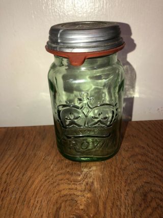 Vintage Green 8 Oz Glass Fruit Jar Wheaton Nj Jam Spice Container