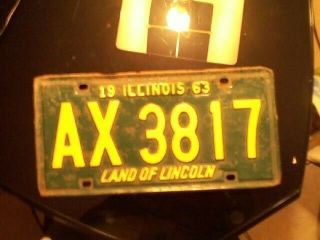 Illinois 1963 License Plate Ax 3817 Vanity Plate