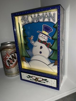 Vintage Kiyo & Ko Animated Music Box With Snowman Plays Jingle Bells Musical