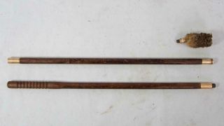 Vintage / Antique Wood & Brass Gun Cleaning Rod 12 Bore Shotgun D