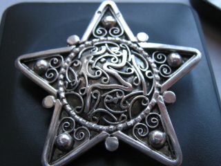 Antique Hallmarked Silver Star Of David Brooch 15.  8 Grams