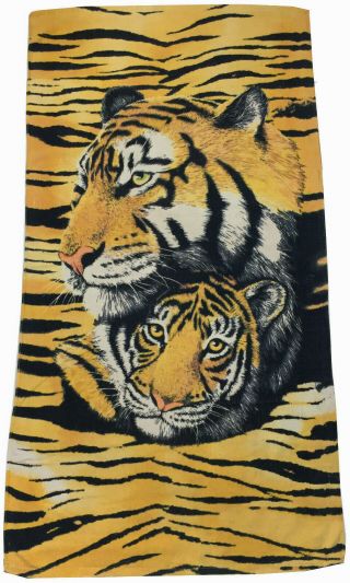 Tigers Vintage Beach Towel 30  X 55  Tiger King Art Wildlife Cats