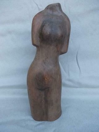 1279 / Fabulous Antique Wooden Hand Carved Sculpture Of A Naked Woman