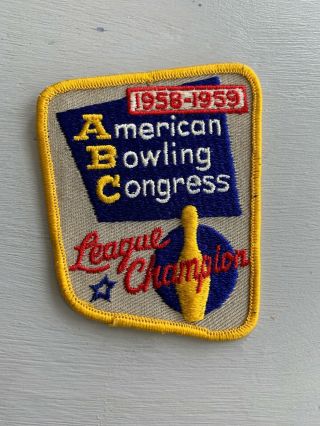 Vintage 1958 - 59 Abc American Bowling Congress League Champion Patch