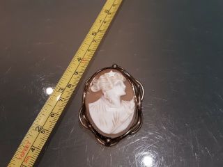 Antique Jewellery Victorian Pinchbeck Carved Shell Cameo Brooch Pin Signed