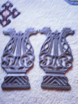 Antique Pump Organ Foot Pedals Cast Iron Gothic Griffins / Boars 19th C