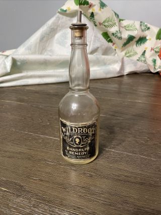 Vintage Wildroot Hair Tonic Dandruff Remedy Buffalo,  Ny Glass Bottle W/label