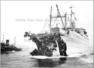 Photo: Ss Stockholm Escorted To Ny After Collision With Andrea Doria,  1956