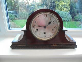 Vintage Westminster Chimes Napoleon Hat Shaped Mantel Clock With Key