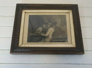Francisco Goya Style Antique Etching In 32 X 27 Cm Ornate Wooden Frame I5o144