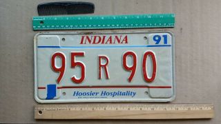 License Plate,  Indiana,  1991,  Hoosier Hospitality,  95 R 90