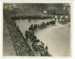 Photograph Of Funeral Procession Of R.  101 Disaster Victims Arriving At Euston
