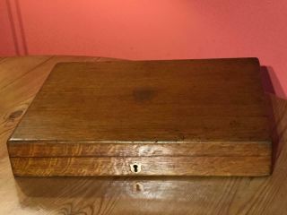 Vintage Empty Oak Wooden Cutlery Box With Internal Tray 35cm X 26.  7cm X 5.  7cm