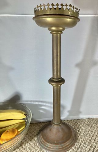 Vintage Tall Brass Church Altar Candlestick,  Gothic,  19th Century,  18 Inches High