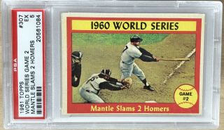 1961 Topps 307 Mickey Mantle Slams 2 Homers 1960 Ws Game 2 Hof Psa 5 Ex Yankees