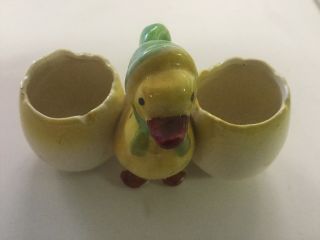 Vintage Ceramic Duck Easter Candy Toothpick Holder 2 Eggs 5x5x3.  5