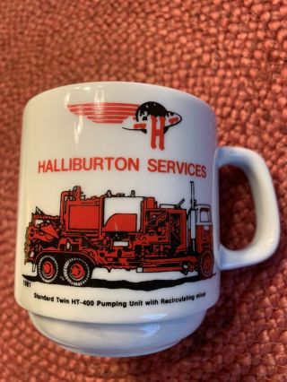 Vintage Halliburton Services 1981 Standard Twin Ht - 400 Pumping Unit Coffee Cup