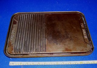 Vintage Cast Iron Grill Plate 15.  1/4 " X 10.  1/2 " Ideal Bbq Griddle/bakestone Lot2