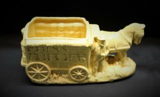 Vintage Yellow Pottery Planter The Country Peddler With His Horse And Wagon