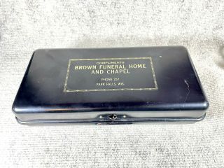 Vintage Metal P.  N.  Co.  Fulton,  Ill.  Funeral Home Advertising Lock Box
