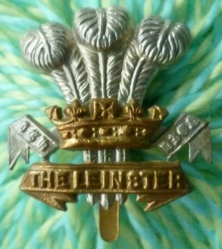 Ww1 The Leinster Regiment Cap Badge Bi - Metal Slider Antique