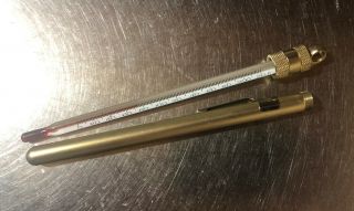 Vintage Glass Thermometer With Metal Case Made In Usa