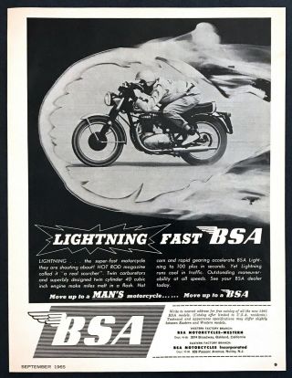 1966 Bsa Lightning Motorcycle Photo " - Fast.  Real Scorcher " Vintage Print Ad