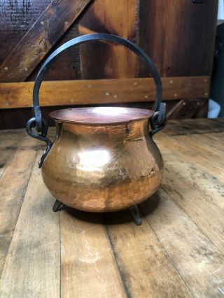 Vintage Hand Hammered Copper Pot With Legs Made In West Germany