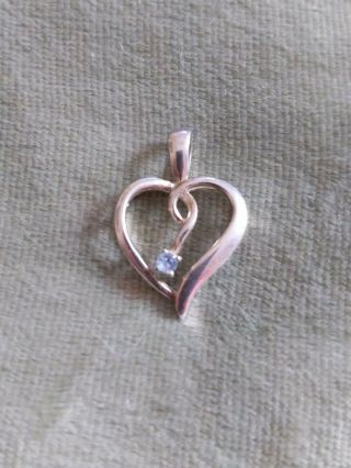 Vintage Sterling Silver Heart Charm With Aquamarine Stone