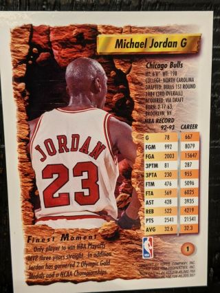 1993 - 94 Topps Finest Basketball Michael Jordan 1 Non Refractor 2