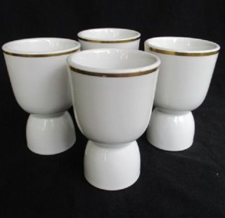 Vintage White Double Egg Cups Gold Band Unmarked Set Of 4