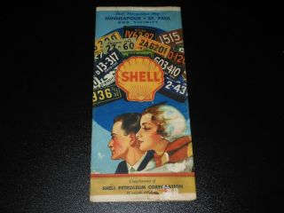 1932 Shell Oil License Plate Road Map Of Minneapolis St Paul