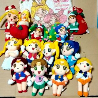 1990s Japanese Antique Sailor Moon Christmas Plush Doll Set Of 13 & Towel Rare