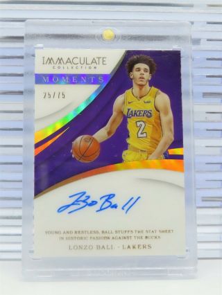 2017 - 18 Immaculate Lonzo Ball Acetate Moments Rookie Auto Autograph 25/75 Y53