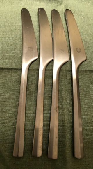 4 Vintage Dansk Jhq Satin Stainless Steel Parallel Diamond Japan Dinner Knives
