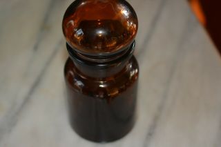 Vintage Amber Brown Bubble Top Glass Apothecary Canister Jar Belgium 5.  ;5