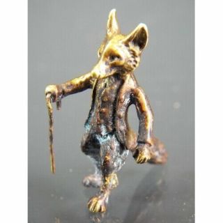Stunning Small Solid Bronze Figure Of A Gentleman Fox