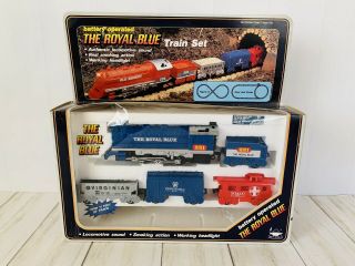 Vintage Battery Operated The Royal Blue Train Set By Bright 1986 No Track