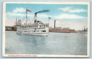 Postcard Floating Hospital Ship Boston Ma C1920s V9