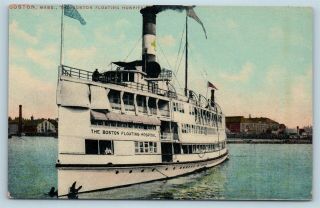 Postcard Floating Hospital Ship Boston Ma C1910s V9